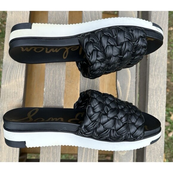 SAM EDELMAN Ainslie Black Braided Woven Slip-On Slide Sandals - Size 8.5 - Picture 4 of 14